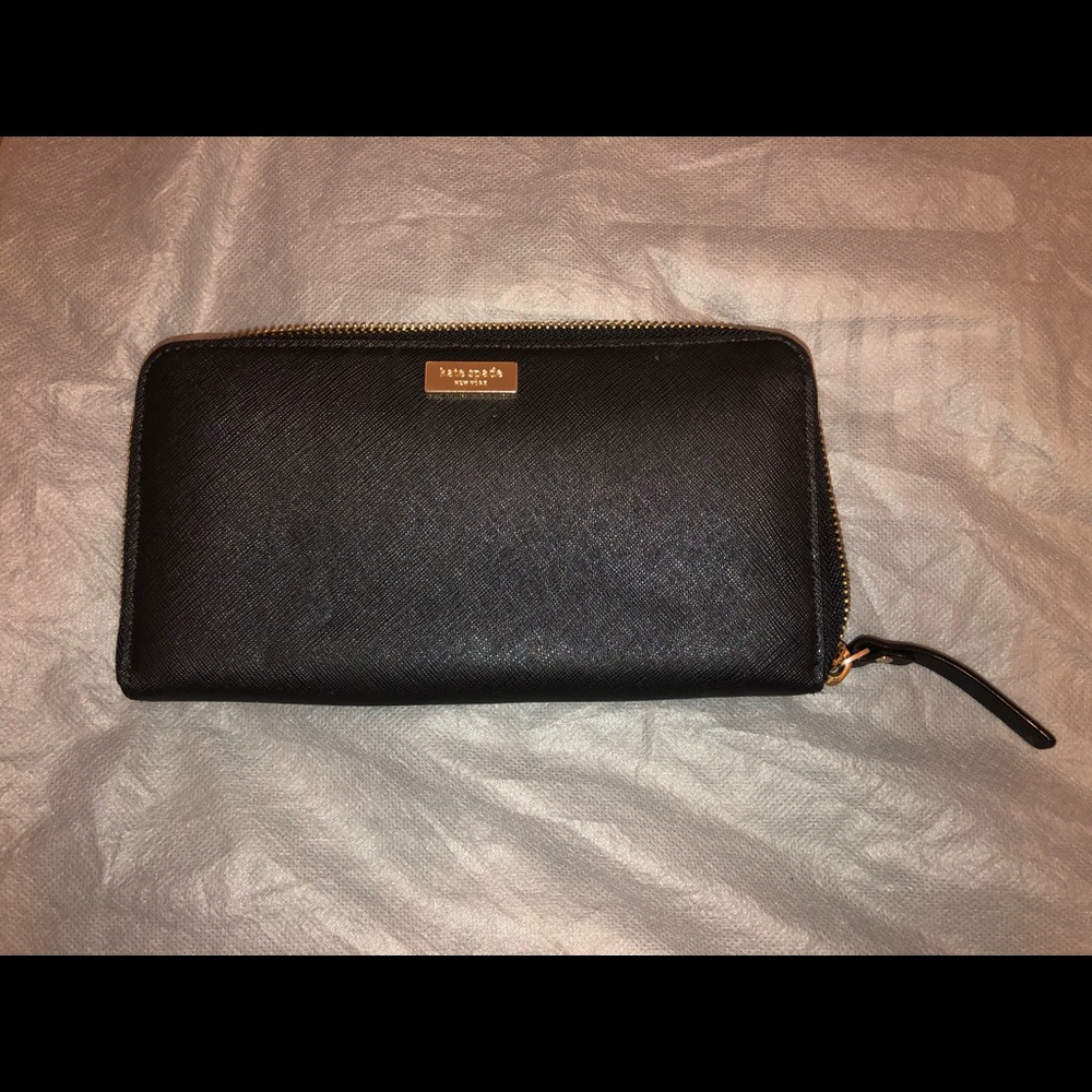 Kate Spade Black Zip-Around Continental Wallet